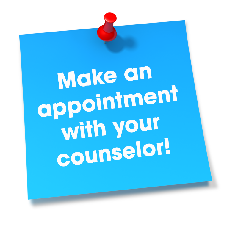 Sticky note that says make an appointment with your counselor 
